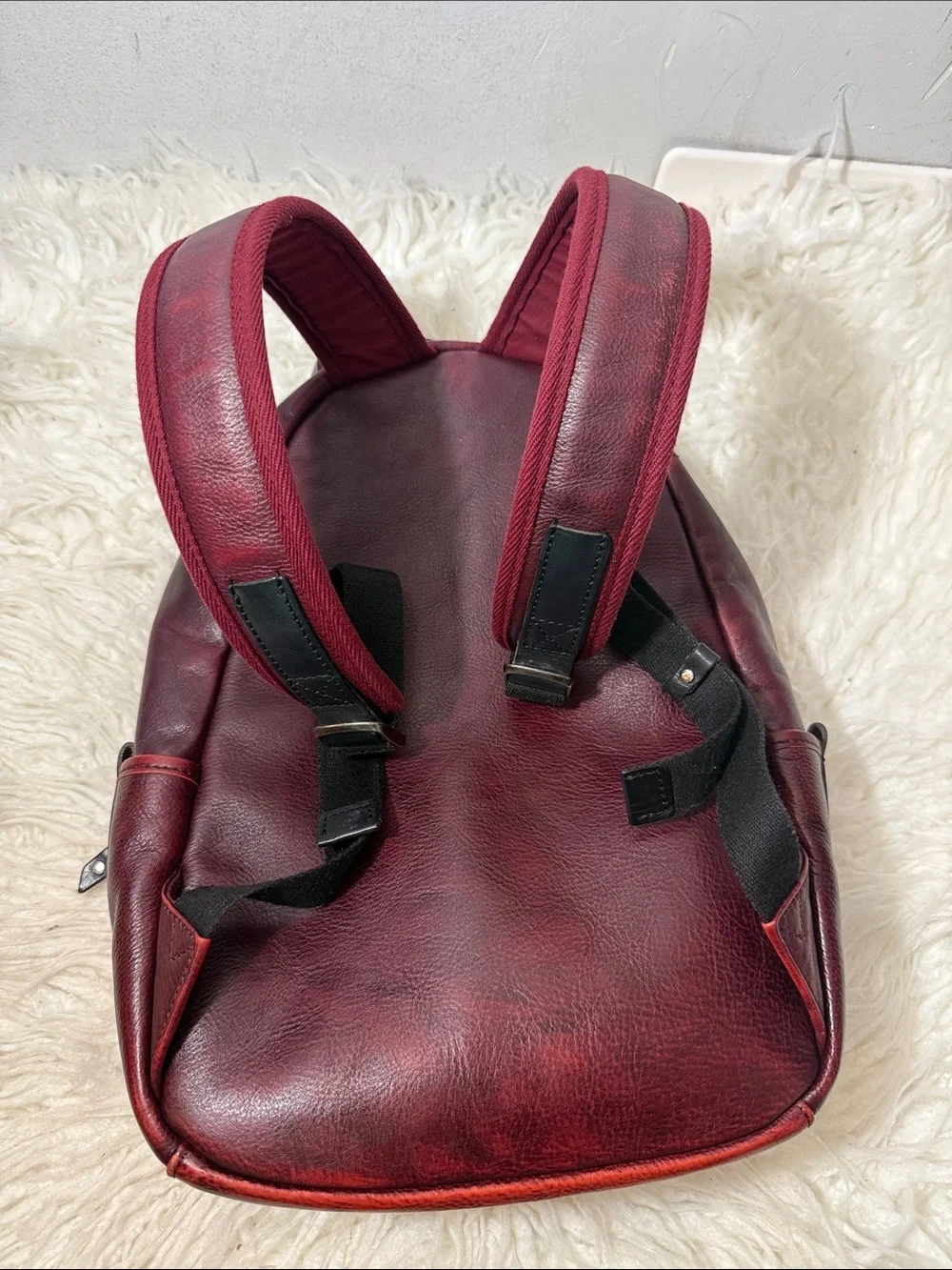 Old Trend Compact Red Leather Backpack medium